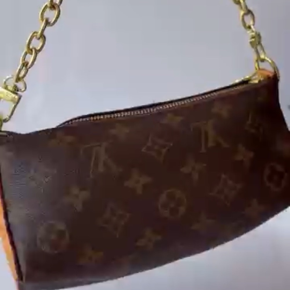 Fashion Mono Italian Leather Gold Hardware Brown Hand/Shoulder/Crossbody Bag - Picture 7 of 15